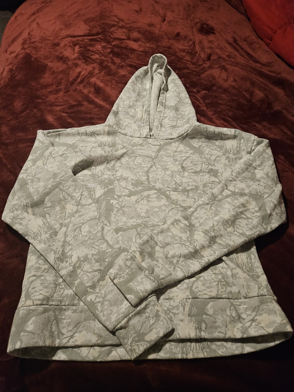 Women's Hooded Pullover Sweatshirt - Light Sage Camouflage